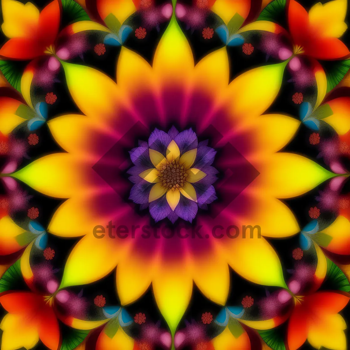 Picture of Colorful Floral Pinwheel Design Art