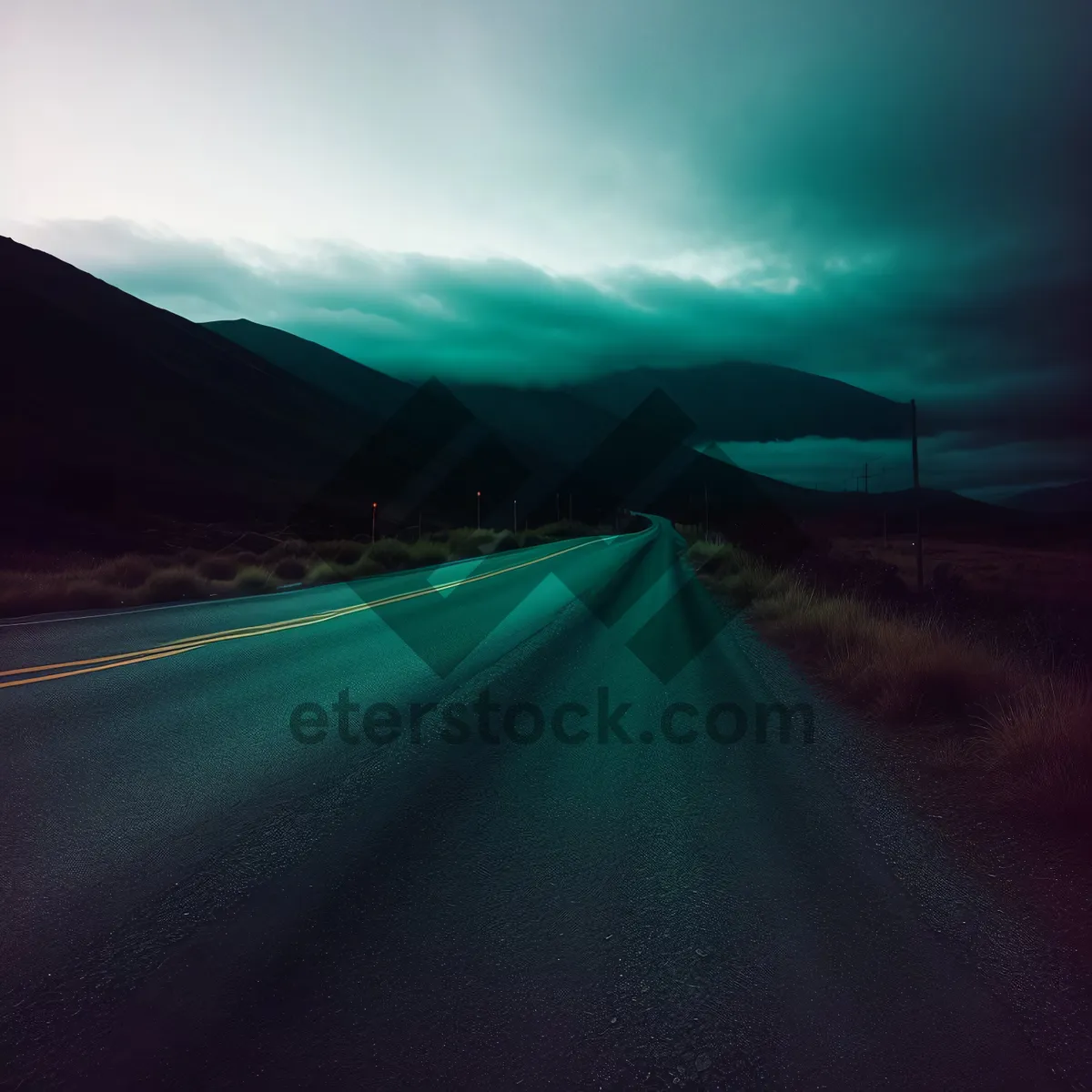 Picture of Sunset Drive through Scenic Rural Landscape