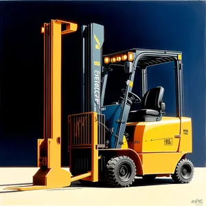 Heavy-duty forklift operating in industrial warehouse.