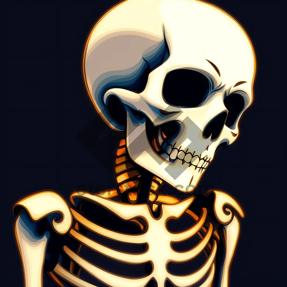 Picture of Pirate Skeleton Head - Scary Cartoon Bone Skull