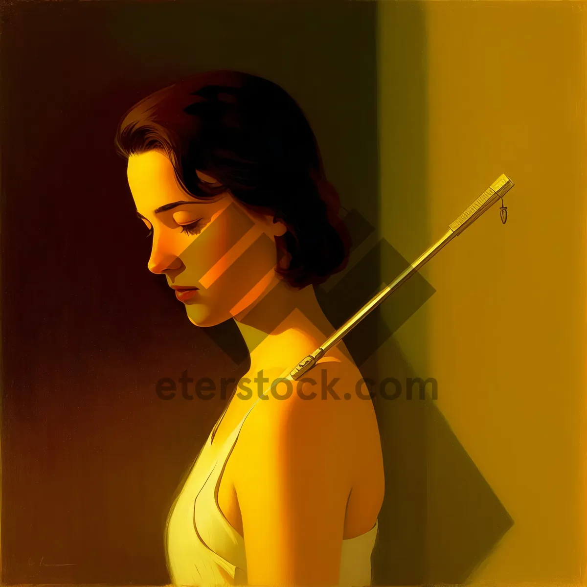 Picture of Attractive lady in fashion portrait with riding crop.