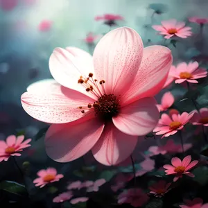 Pink Daisy Blossom in Serene Garden