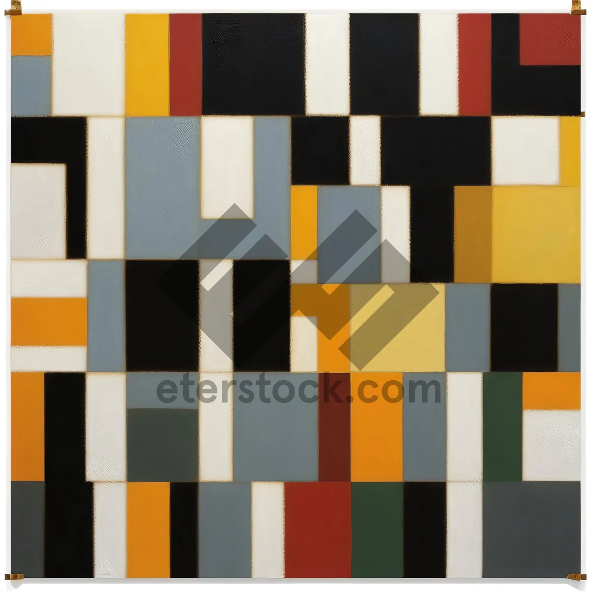 Picture of Checkered Mosaic Square Decoration - Colorful Retro Design