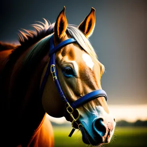 Beautiful Brown Thoroughbred Stallion in Meadow