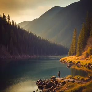 Scenic Mountain Reflection on Lakeside