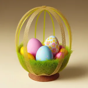 Colorful Easter Egg Basket with Bangle Decoration