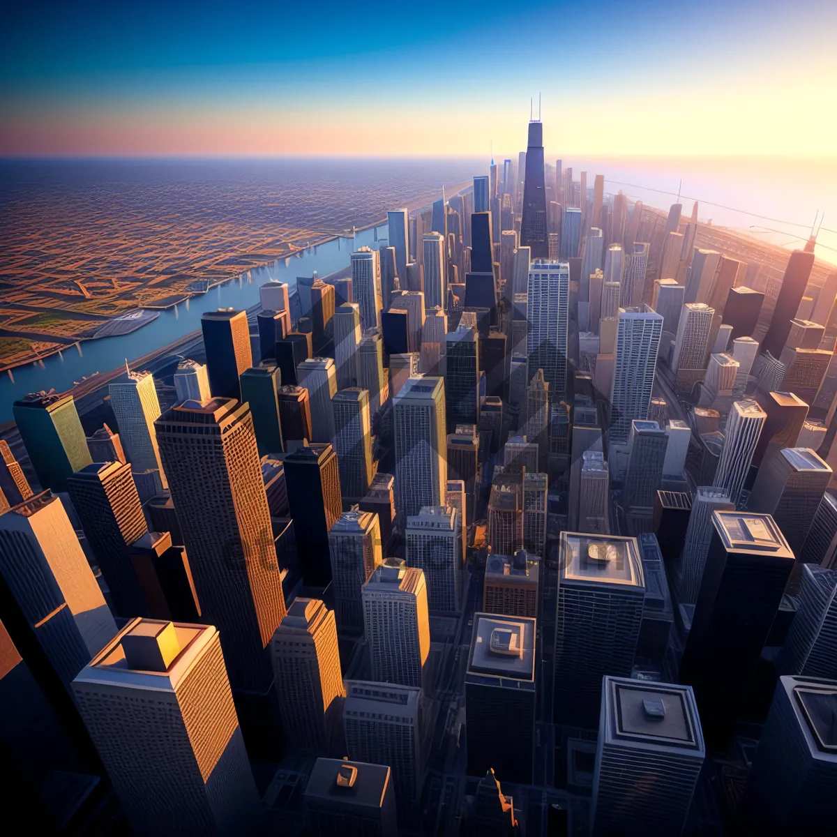 Picture of Urban Twilight: Spectacular City Skyline at Sunset