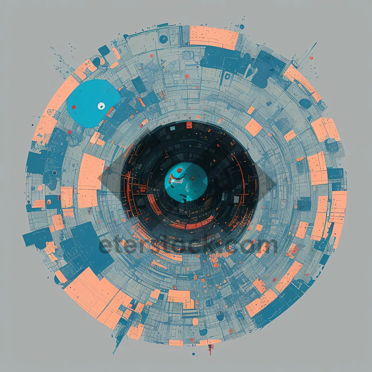 Picture of Artistic Map Compass Design with Gear Elements