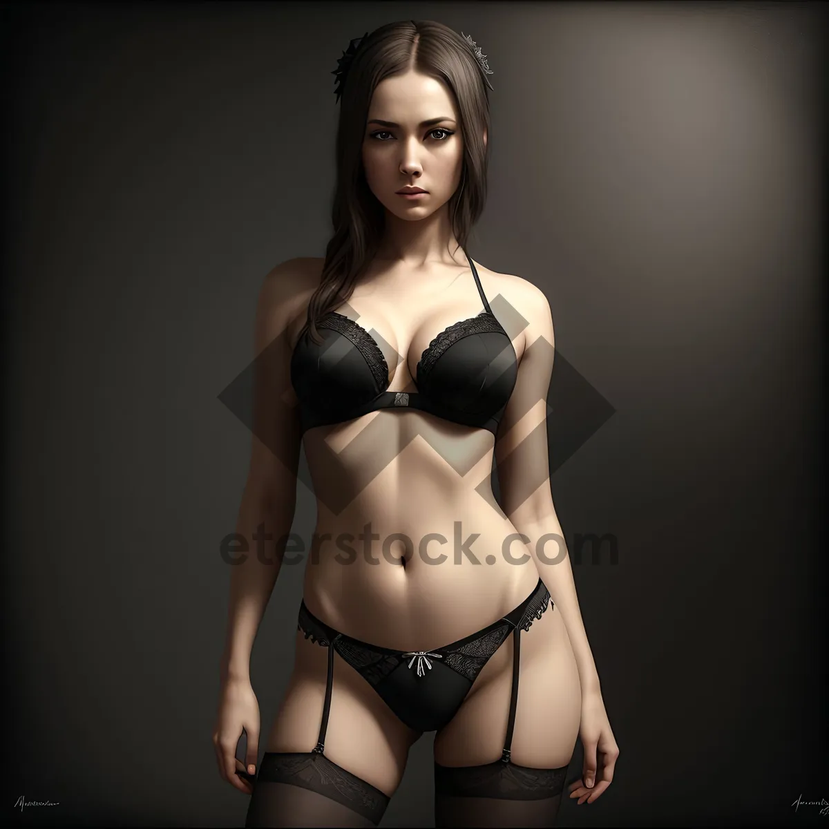 Picture of Sultry Seductress in Black Lingerie