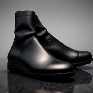 Classic Black Leather Men's Boots with Shiny Rubber Heels