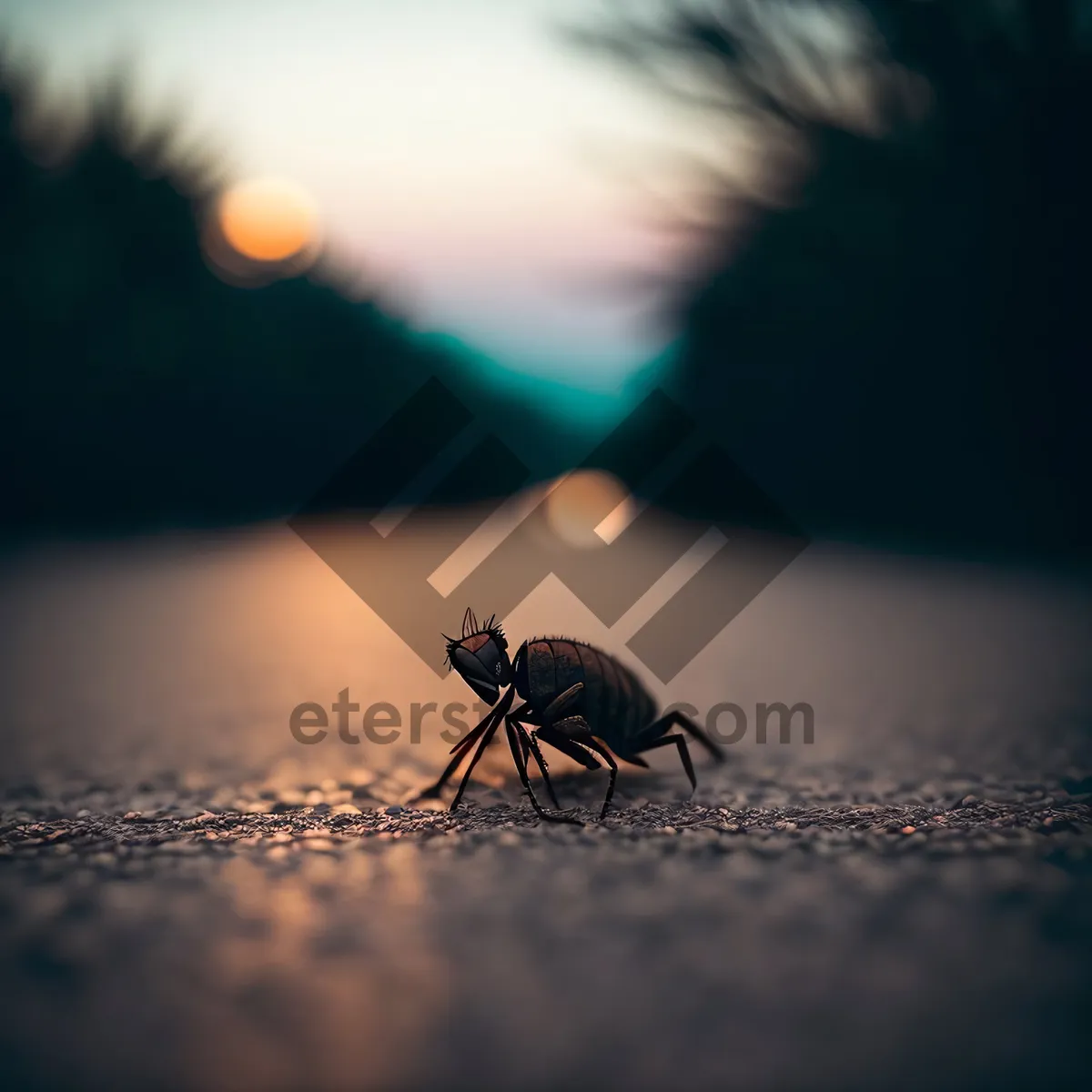 Picture of Close-Up of Black Spider on Ant