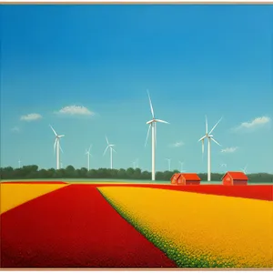 Green Energy Wind Turbines at Sustainable Wind Farm