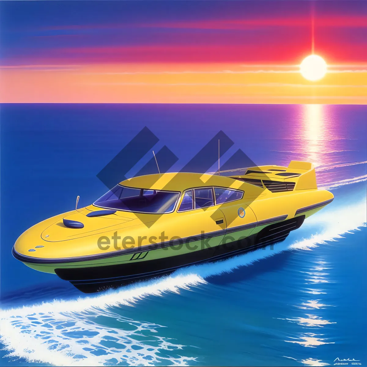 Picture of Speedboat cruising along the sparkling ocean