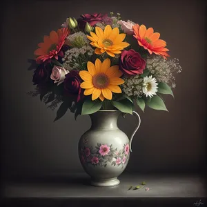 Golden Floral Vase: Artfully Designed Decoration
