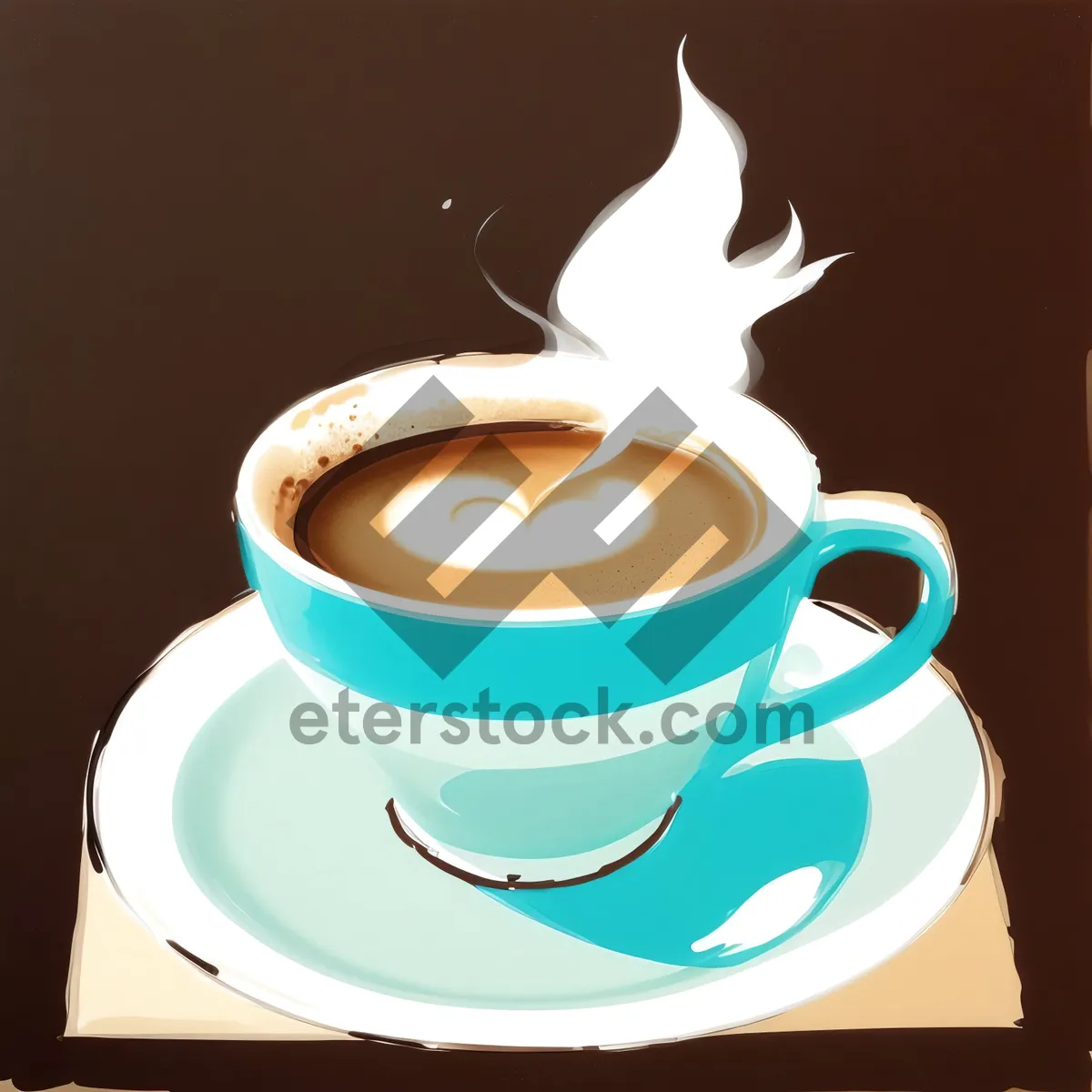 Picture of Steamy Morning Cup of Coffee on a Black Saucer