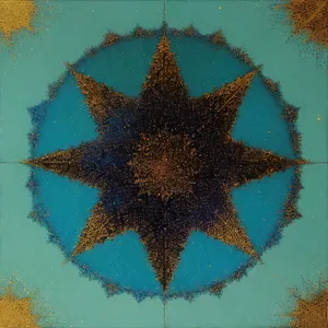 Vibrant Starfish graphic with decorative pattern and splash