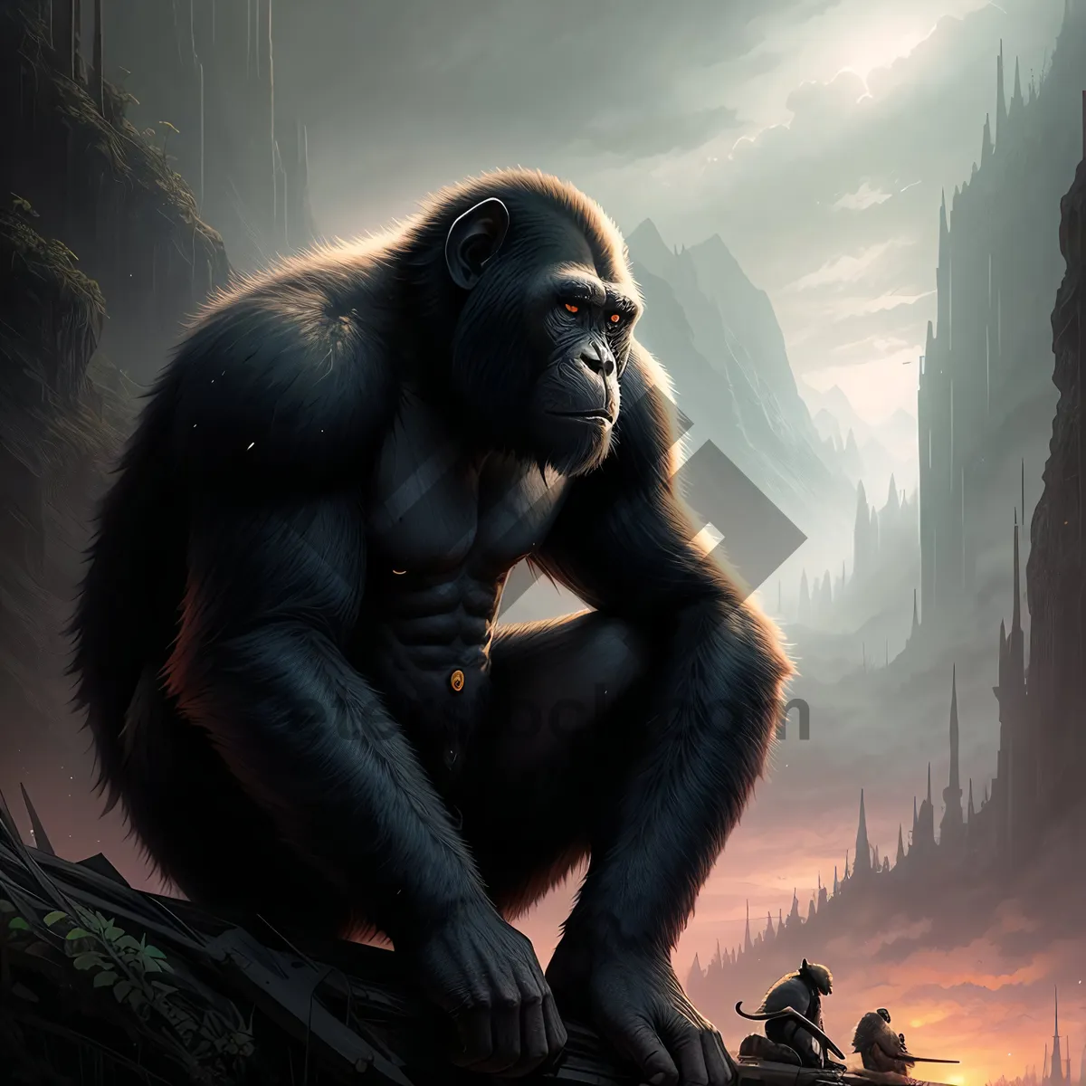 Picture of Wild Primate Jungle Statue: Majestic Orangutan in Natural Habitat