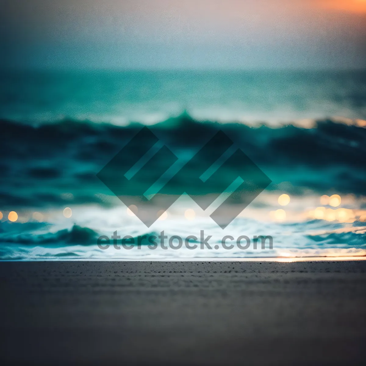 Picture of Serenity at the Tropical Coastline: Sunset Reflection on Waves