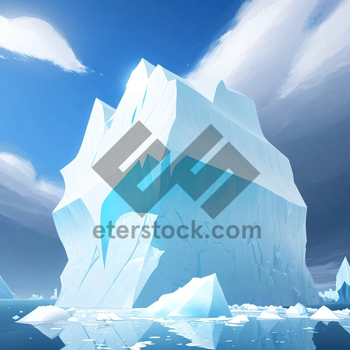 Picture of Frozen Arctic Landscape with Crystal-Blue Glacier