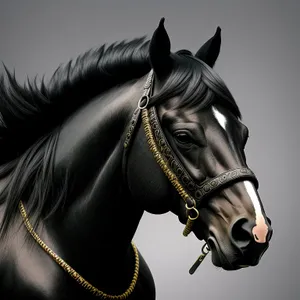 Majestic brown stallion with glossy mane