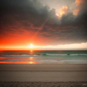 Tropical Sunset over the Horizon - Beach Bliss