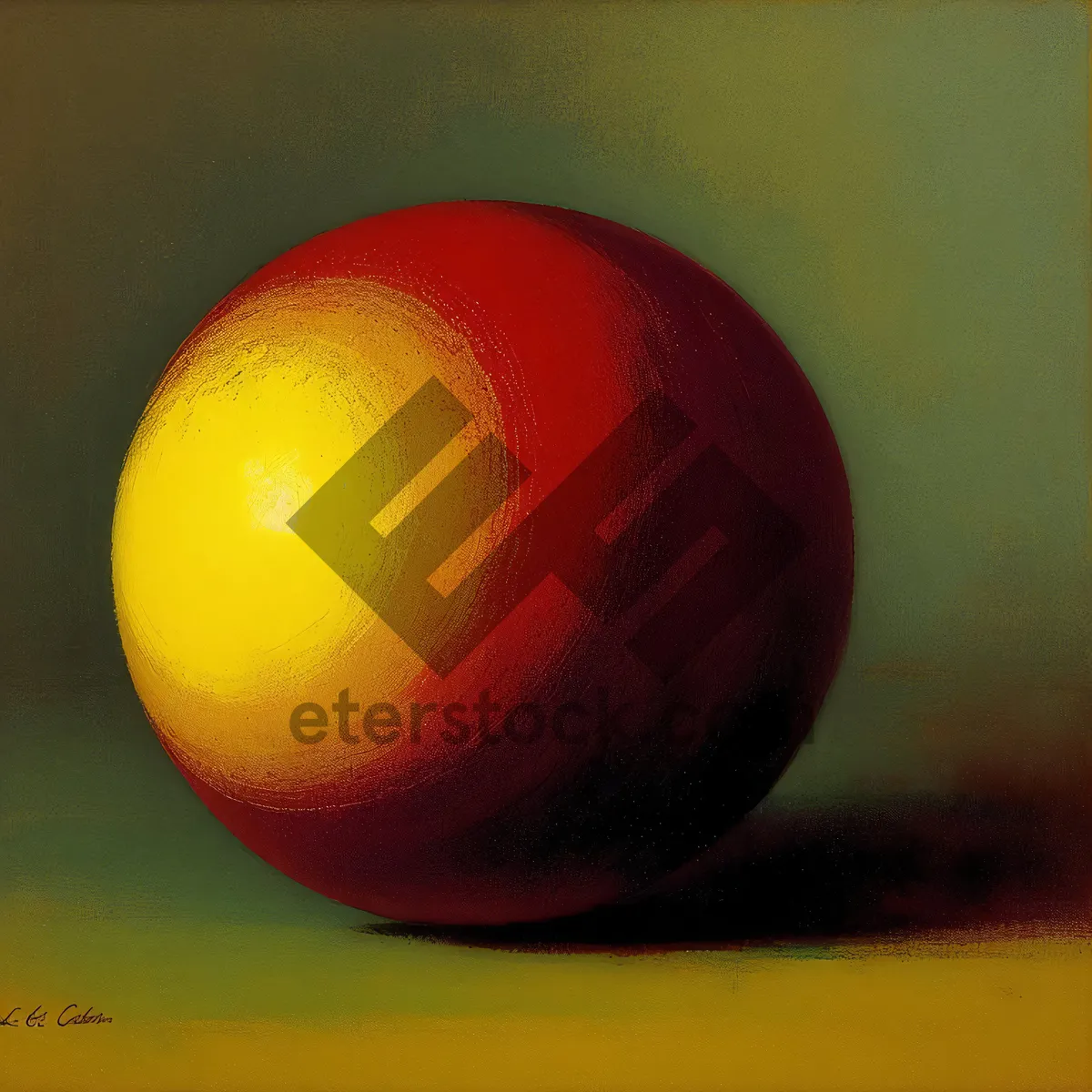 Picture of Colorful Croquet Ball and Nectarine on Table