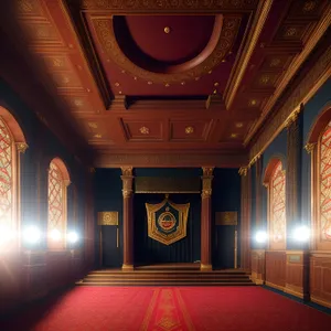 Historic Theater Interior with Ornate Curtain