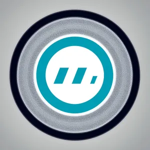 Round Metallic Button Icon with Glossy Reflection