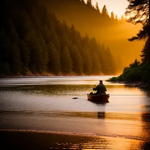 Serene Sunset Reflection on Tranquil Lake