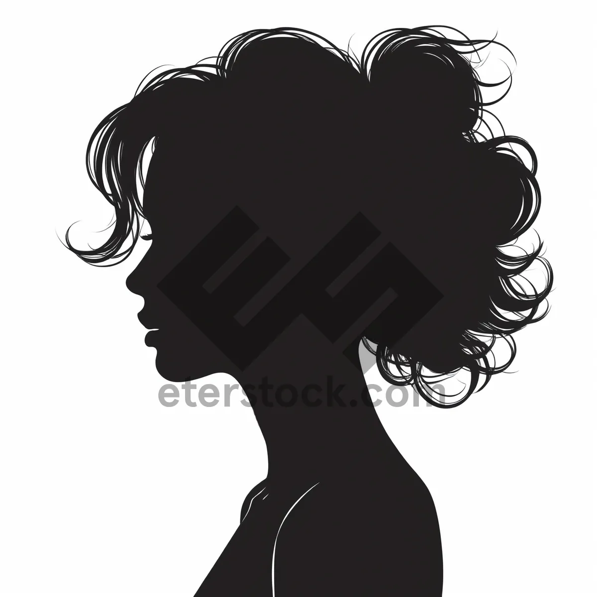 Picture of Black floral graphic design silhouette haircut element