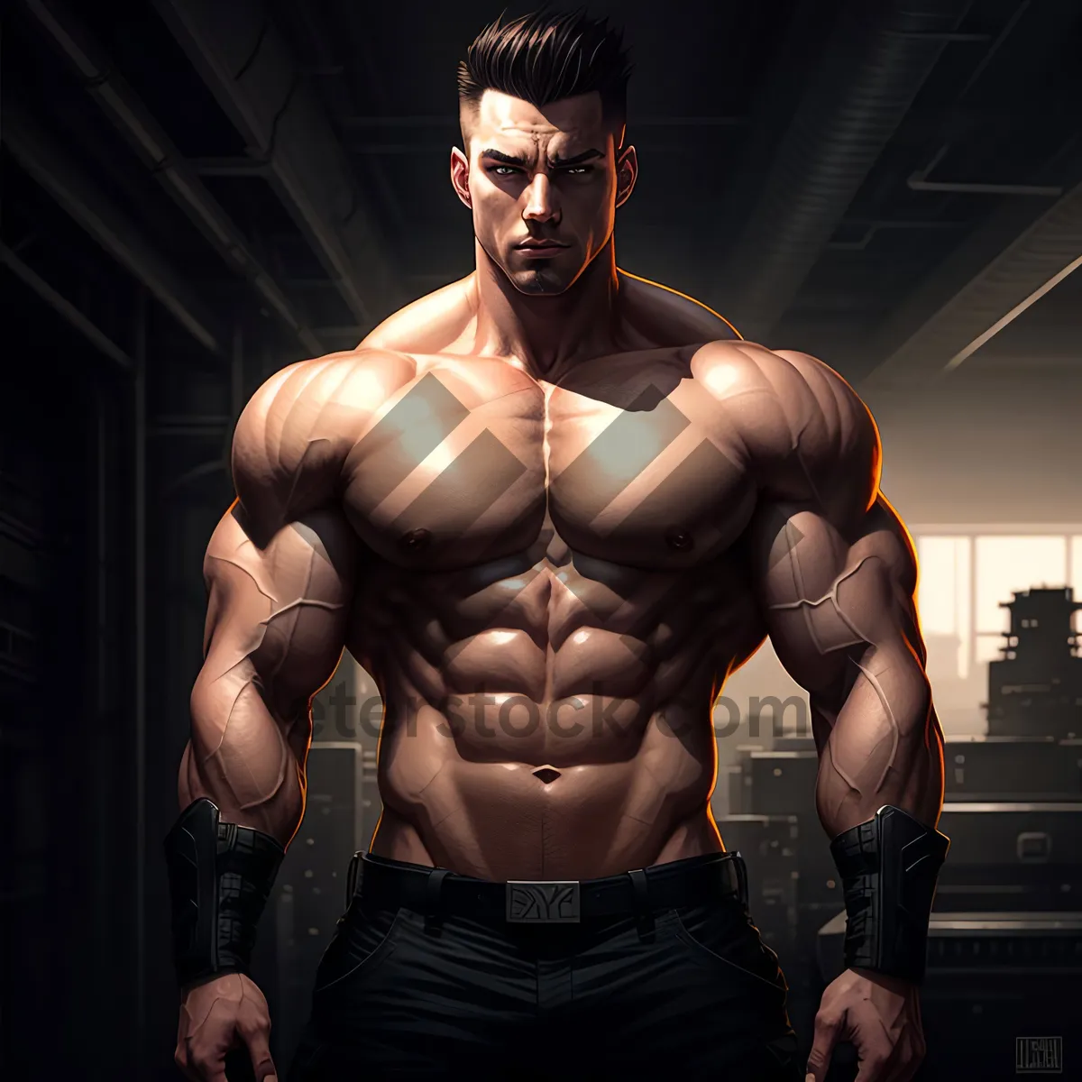 Picture of Powerful Athletic Torso: Handsome Male Bodybuilder