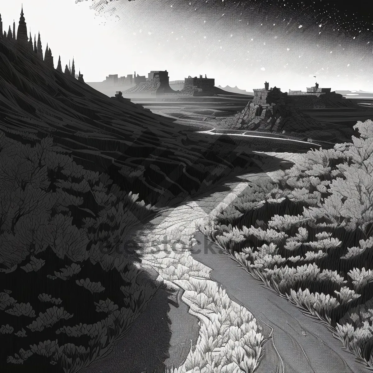 Picture of Majestic winter wonderland nestled in mountains.