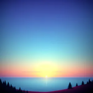 Golden Horizon: A Majestic Sunset Sky with Radiant Sun and Clusters of Stars