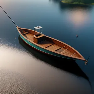 Serene Seascape: Gondola gracefully gliding through crystal-clear waters