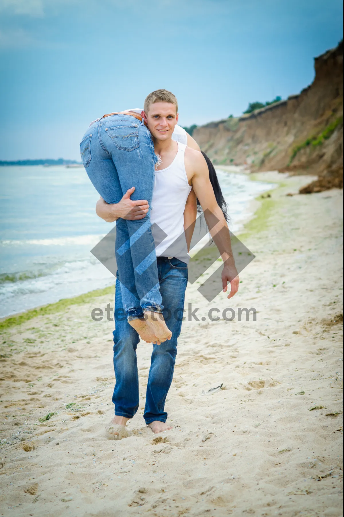 Picture of Happy Couple Enjoying Summer Vacation on the Beach