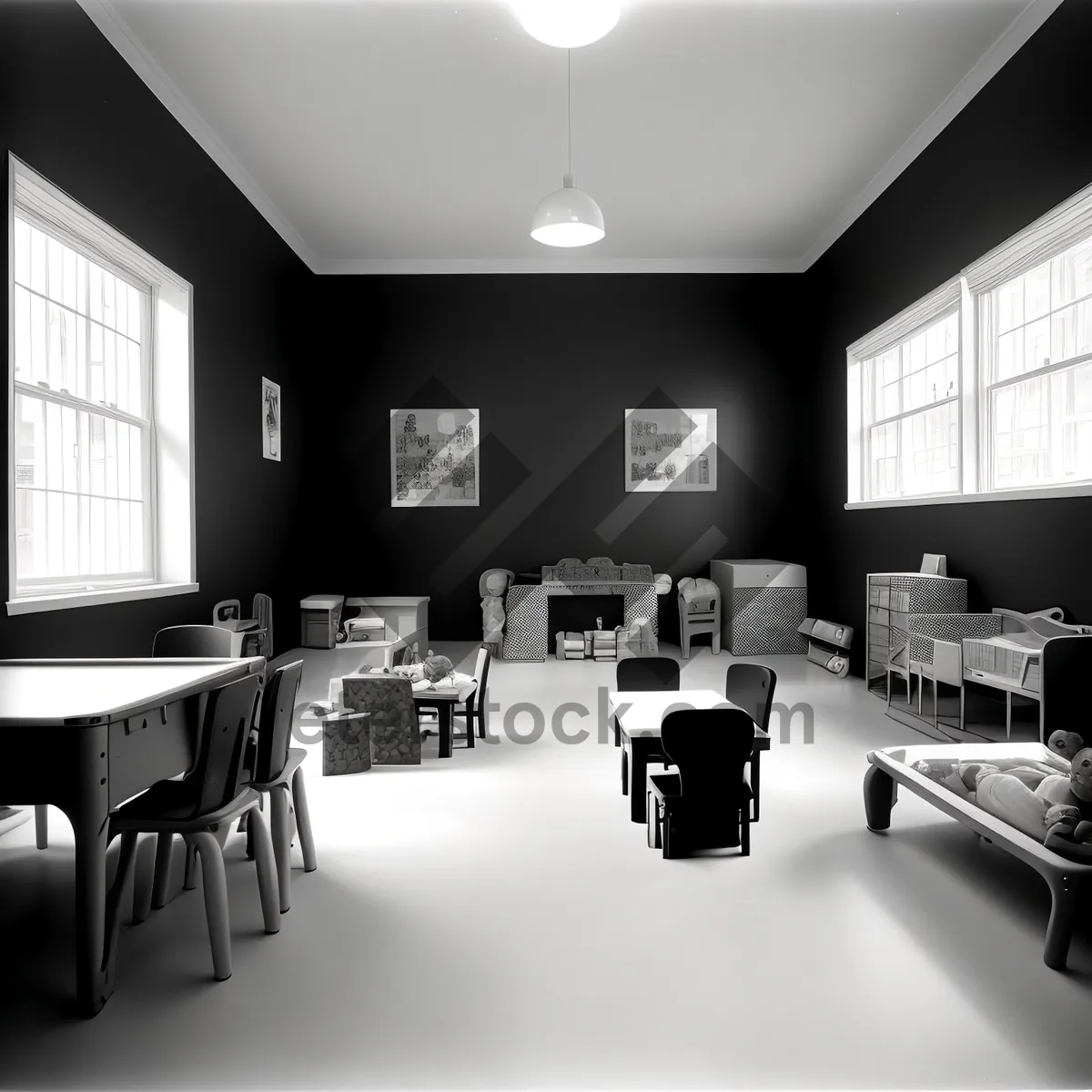 Picture of Modern Luxury Living Room Interior with Wood Furniture