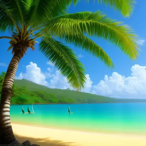 Tranquil Island Paradise with Turquoise Waters and Palm Trees