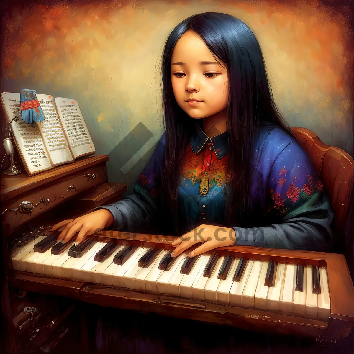 Picture of Happy person playing electronic keyboard instrument