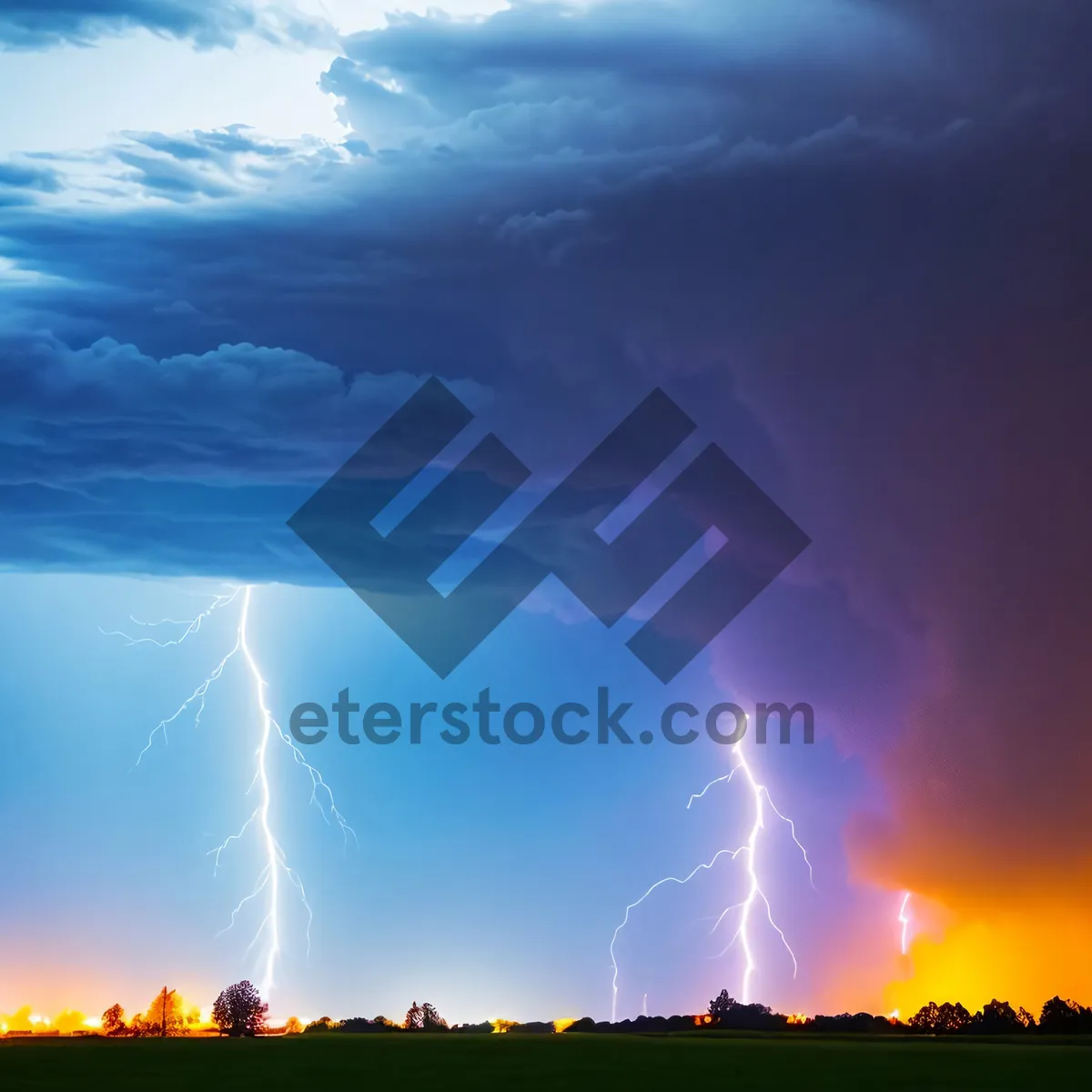 Picture of Vibrant Sunset Over Rural Meadow