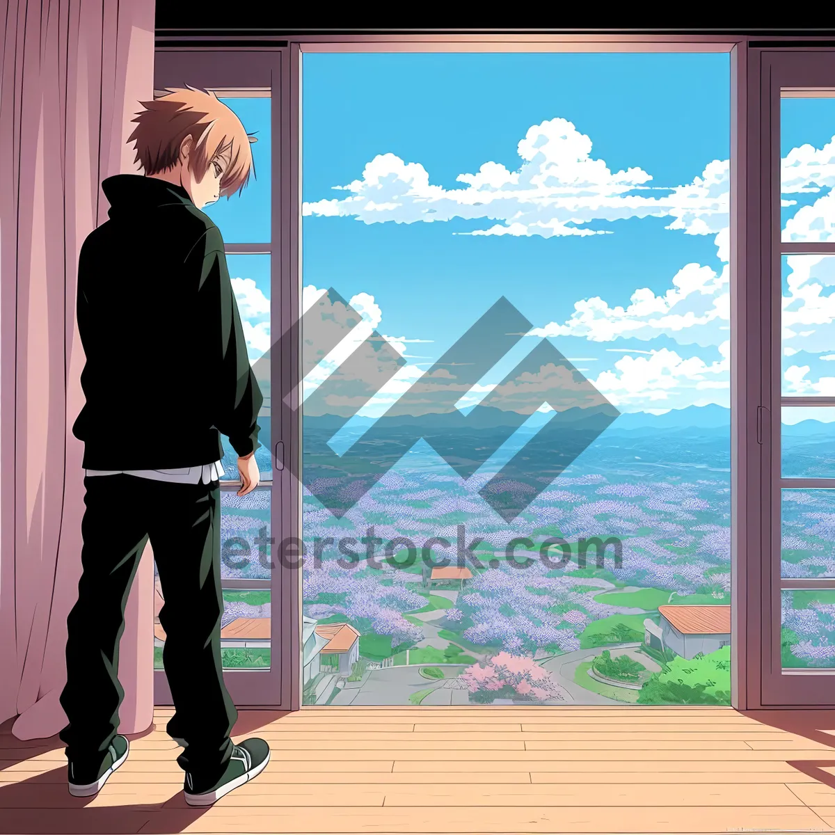 Picture of Sliding Door in Sky with Man