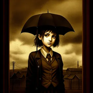 Stylish Adult Holding Protective Umbrella Outdoors