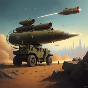 Skyward Armament: High-Angle Rocket Cannon in Air.