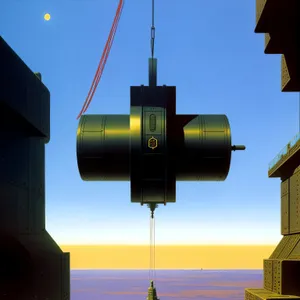 Industrial Sky Crane: Steel Apparatus with Binoculars