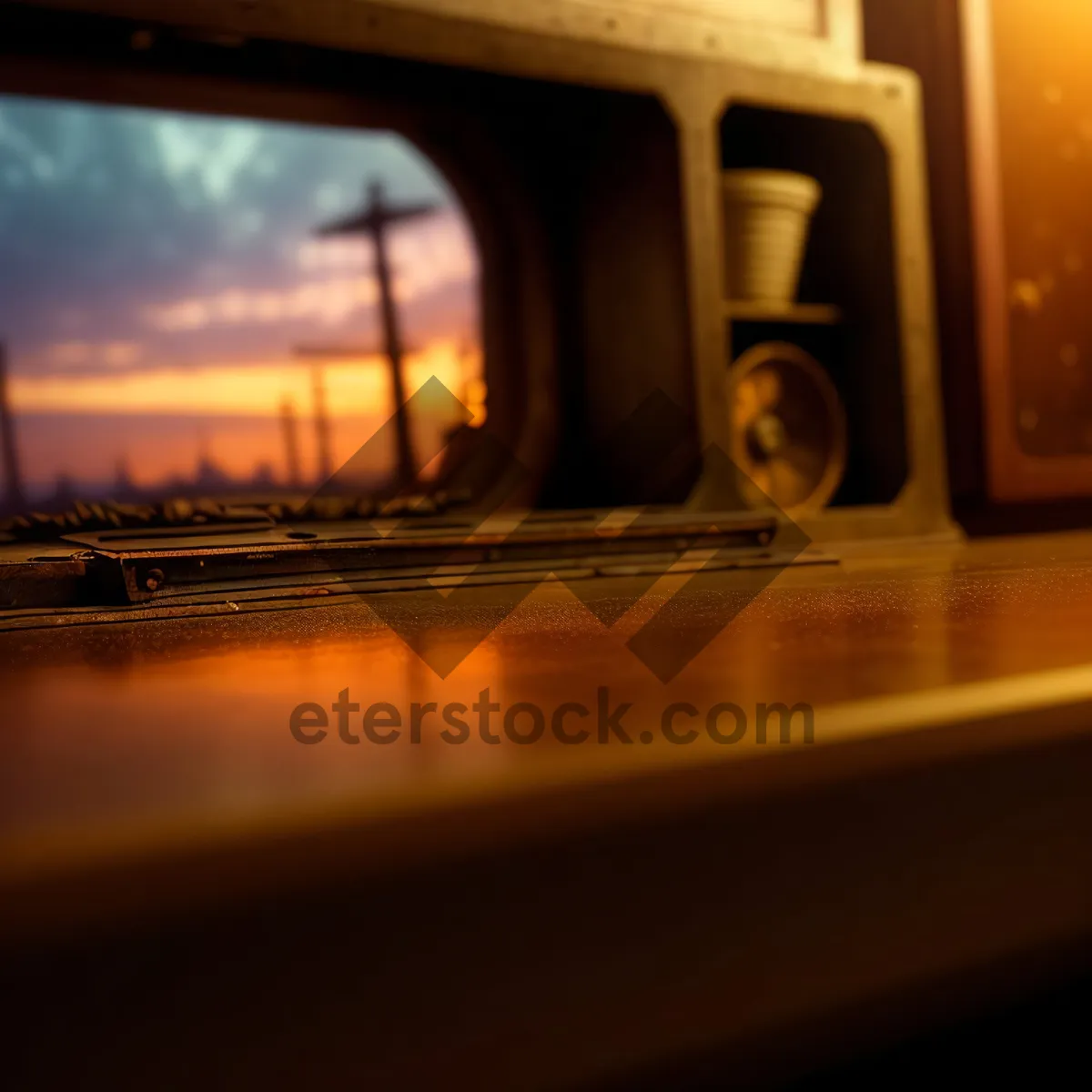 Picture of School Bus Reflection on Highway