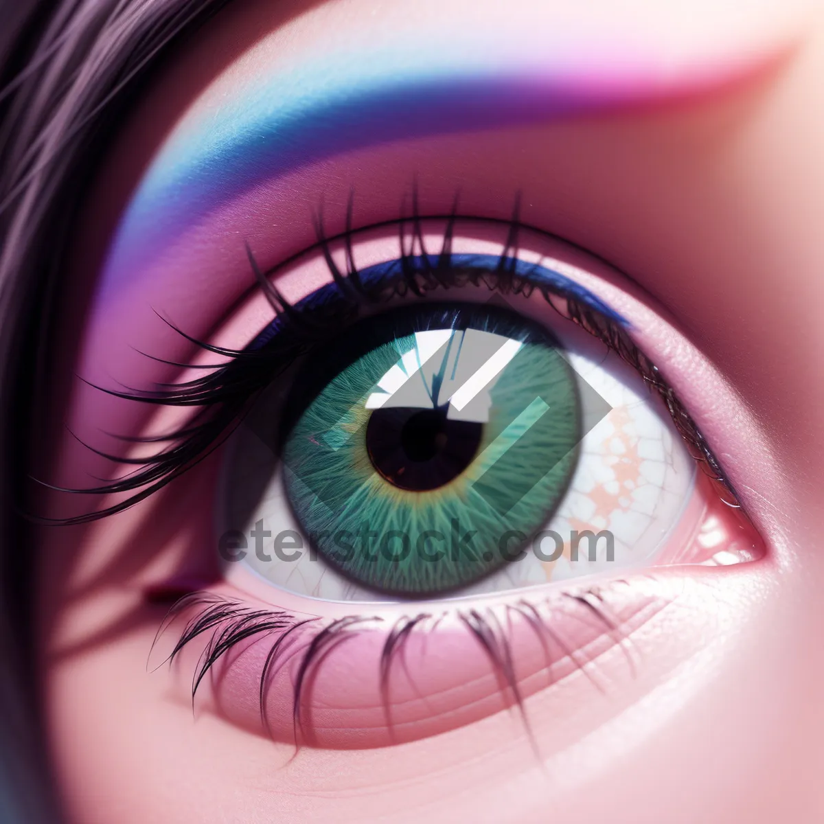 Picture of Close-up of Human Eyeball with Detailed Iris and Pupil