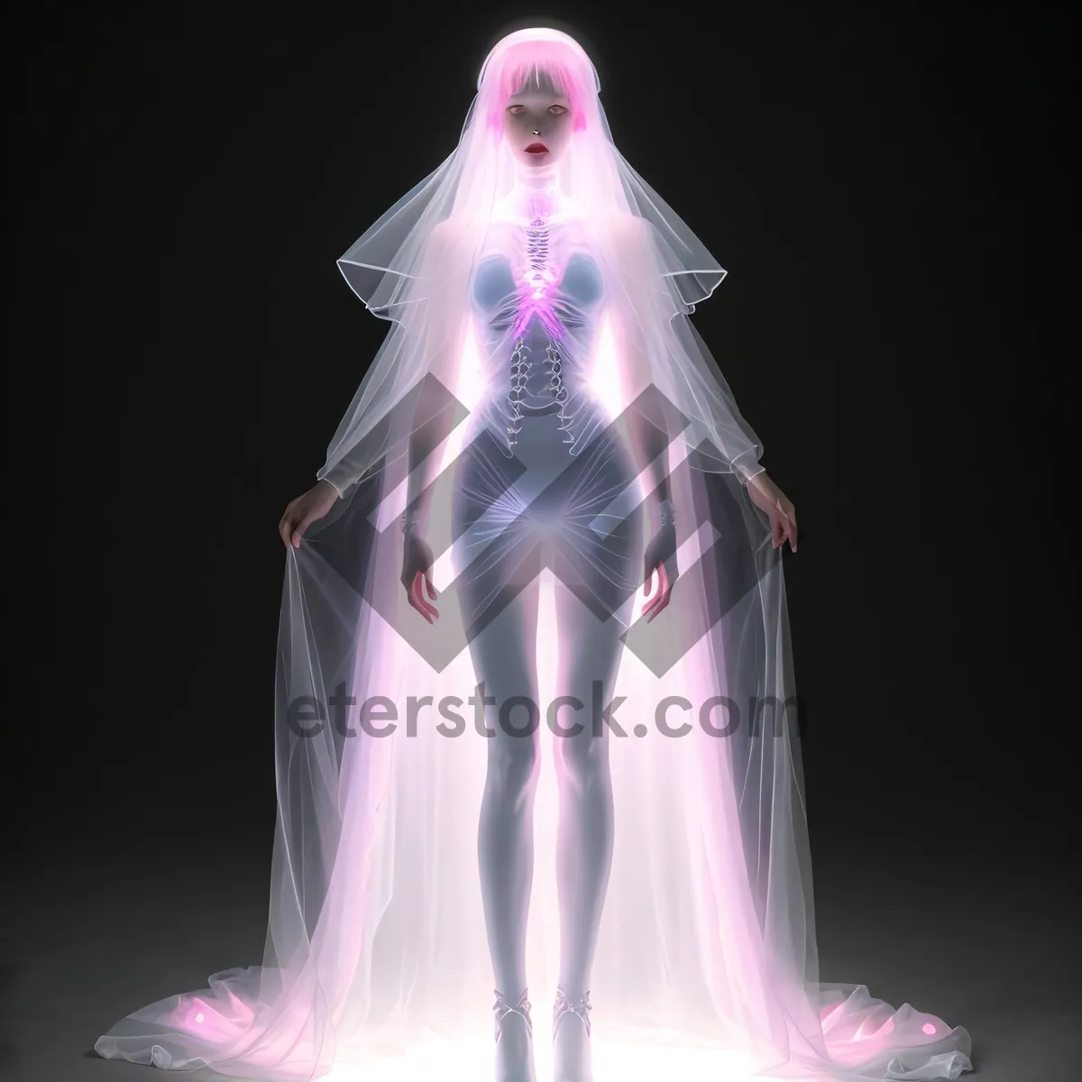 Picture of Black 3D Human Skeleton Anatomy X-Ray Graphic