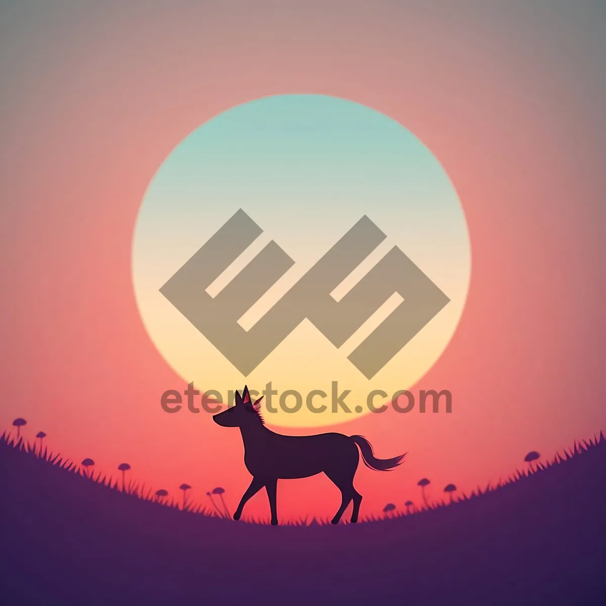 Picture of Majestic Moonlit Caribou Silhouette in Sky