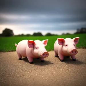 Pink Ceramic Piggy Bank for Saving Money