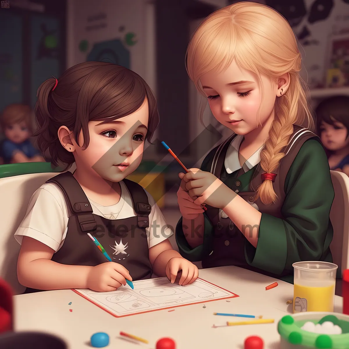 Picture of Cheerful group of friends in a classroom