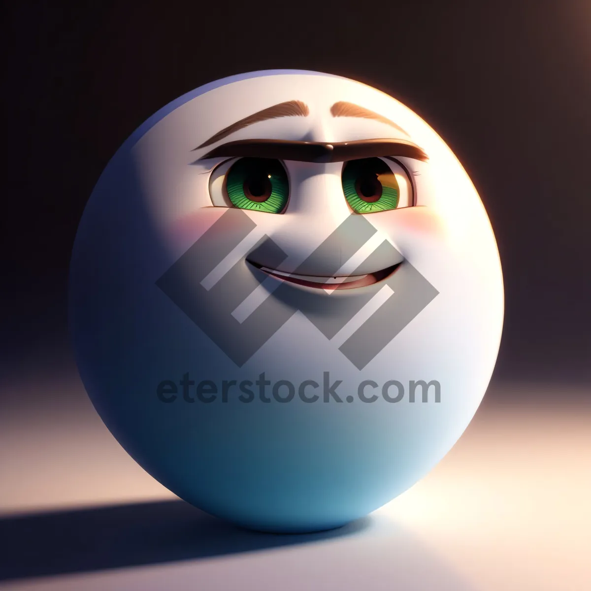 Picture of 3D Cartoon Eye Icon with Ball Symbol